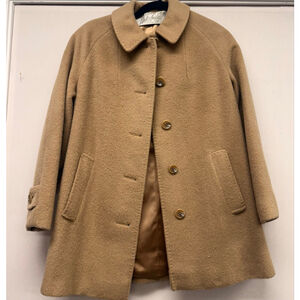 Vintage Women's Lord & Taylor Camel Pea Coat & Skirt Size 6